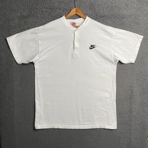 Vintage Nike Henley T Shirt Mens Size XL Gray Tag Made In USA Swoosh Embroidered